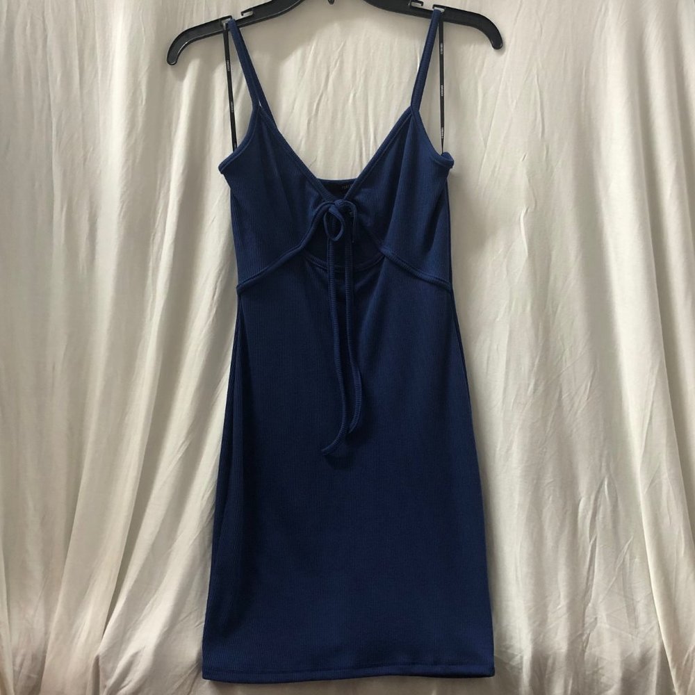 Forever 21 blue tie front cutout dress